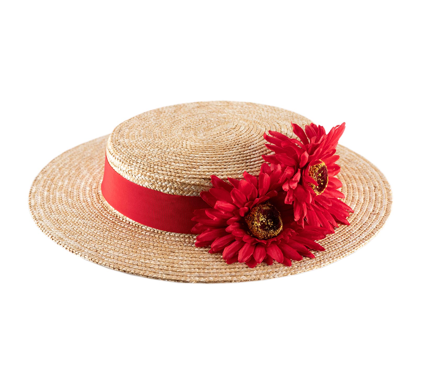 Chapeau canotier à fleurs