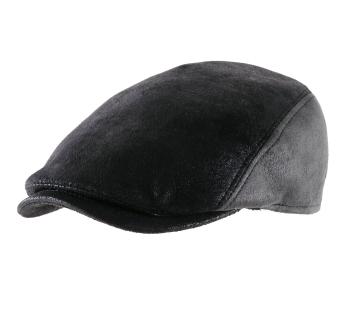 Béret casquette plate cuir homme ou femme Classic Marseillaise Cuir noir 