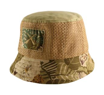 chapeau bob paille Bucket Ecuador Patchwork