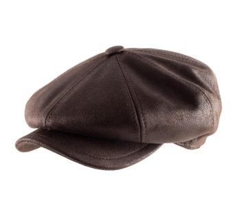 Casquette homme cuir vintage marron - Via Lorenzo - Hatsquality